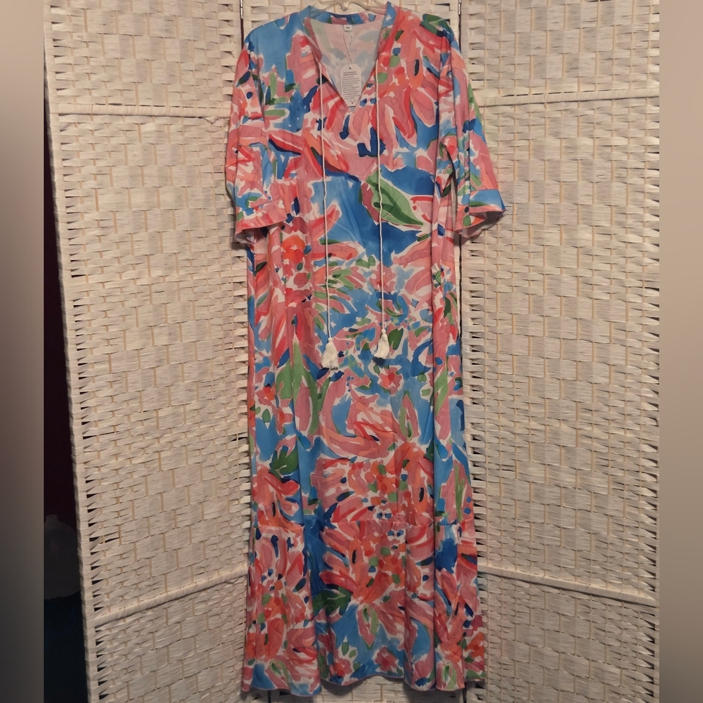 Floral Maxi Dress in Pink and Blue NWT size XXL by PAPAYA